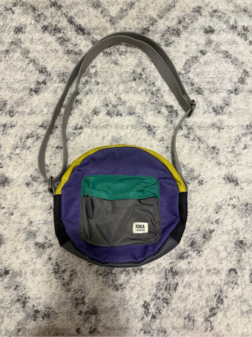 Roka London Women's Round Crossbody Bag in Purple & Green